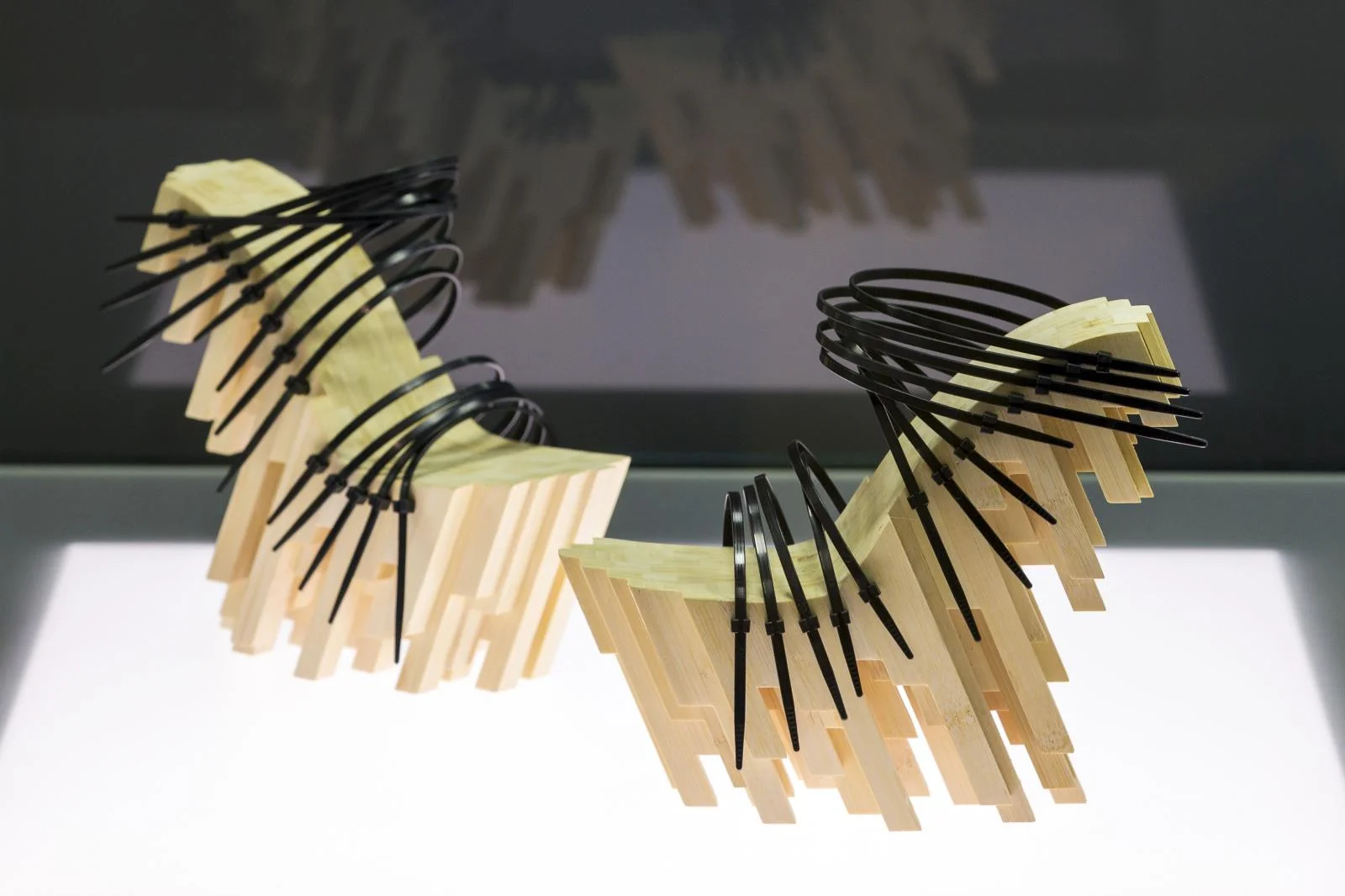 13. These wooden shoes look like Jenga, and falling in them sounds like a nightmare. The only thing strapping you in is zip ties, but architecturally, they’re magnificent.