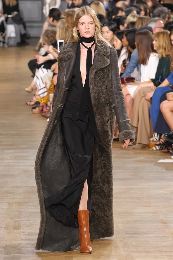 3. Sweep the floor Chloe Floor-sweeping coats are having a moment. At Chloé flashes of bare leg appeared beneath heavy shearlings and wools; at Dries Van Noten the same went for brocade-embellished evening coats; and at The Row, hammered silk dressing gown coats preserved their wearer’s modesty. Forget the mid-length cover-up: ankle-skimming is far more thermally pleasing. Hillier Bartley offer the cosiest.