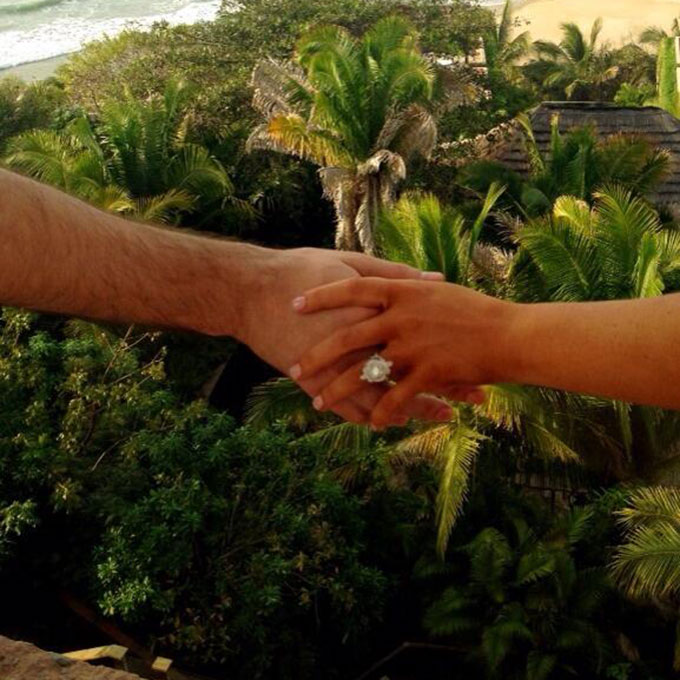 Christina Aguilera's Engagement Ring Pregnant-and-engaged star Christina Aguilera flaunted her bridal bling while on vacation with fiancé Matthew Rutler in February 2014. Rutler apparently spent an entire year custom-designing the ornate ring, which features a symbolic intertwining band and diamonds. Photo: Christina Aguilera via Twitter