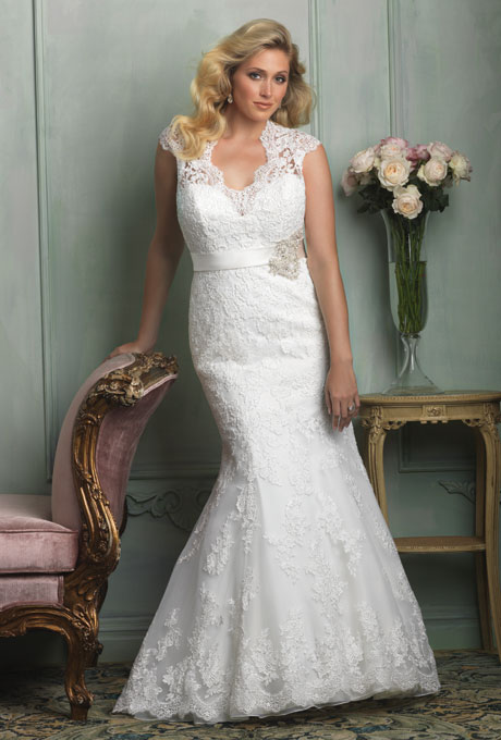 Photo: Courtesy of Allure Bridals Style W330, lace and tulle wedding dress, price upon request, Allure Bridals See more Allure Bridals wedding dresses.