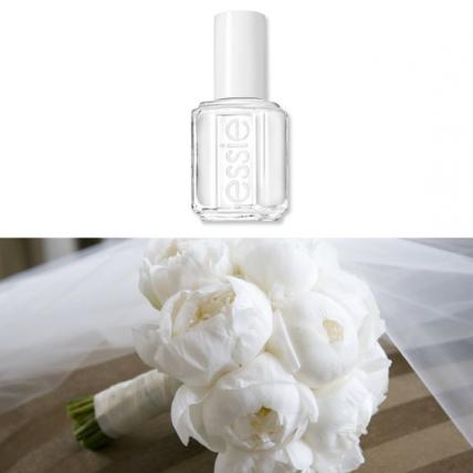 You cannot get more sophisticated than a modern clutch of sugar white peonies, like these from Swank Productions ( swankproductions.com ). Go graphic and clean with “She Said Yes” from the new Essie Wedding Collection ($8.50; ulta.com ). This look says white-tie, all the way.
