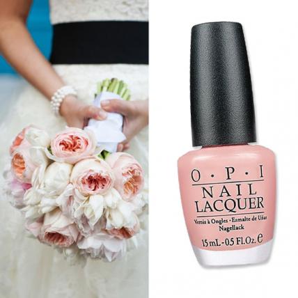 Enhance the romance of this clutch of coveted David Austen roses with the soft pink and peach hues of OPI “Italian Love Affair” ($9; ulta.com ). Bouquet for Chandelier Events ( chandeliereventsny.com ).