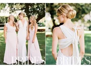 Lindsay Ellingson Wedding Dress. Brides Magazine Supermodel Lindsay Ellingson, who wed just a week before fellow Angel Behati Prinsloo, wore an ethereal dress by French designer Sophie Theallet. The stunning pure-white gown had a plunging neckline and a romantic draped back with bow details. Lindsay kept the look simple with a classic chignon updo, small heart-shaped earrings, and a sparkly bracelet. Oh, and of course a huge smile! Her wedding to longtime love Sean Clayton was “the best day of her life.”