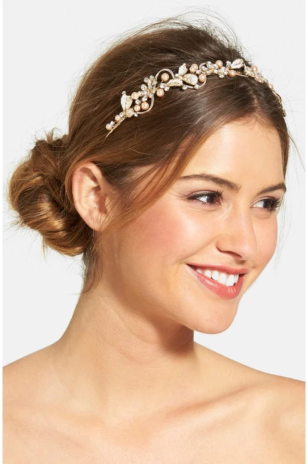 Wedding Belles New York Bead & Crystal Headband ($165, nordstrom.com ) The pearly glass beads on this headband add a touch of contrasting color that looks especially pretty against darker hair colors. Read more: http://dailymakeover.com/wedding-headpieces/#ixzz3oClIcnRF