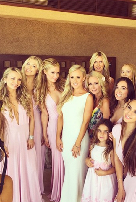 That's hot. Yes, we're talking about Paris Hilton's daring, low-cut lilac bridesmaid dress she recently wore for her cousin Brooke Brinson's Mexico wedding! Paris, along with other famous 'maids including sister Nicky and cousins Farrah, Sophia, Alexia, and Portia (you know them as Kyle Richards's daughters on The Real Housewives of Beverly Hills ), was every bit the supportive bridesmaids for the big day. "Brooke's wedding! The day is here. Yes! Mexico!" she wrote on an Instagram video. We're sure she brought the party at the reception. Photo: Paris Hilton via Instagram