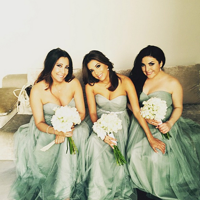 Leave it to the stunning actress to make a standard bridesmaid dress look red carpet-worthy. Longoria rocked a seafoam green Jenny Yoo strapless, floor-length gown for her friend Alina Peralta's wedding in Cordoba, Spain, but it was her personal additions that made it really stand out — a bedazzled belt and the relatable way she took off her heels to walk the cobblestone streets! Photo: Eva Longoria via Instagram