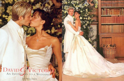 It feels a little weird when we use Victoria’s maiden name since we’re now all so used to calling her Victoria Beckham. But her wedding to football star David Beckham was also one of the most talked about in the world since the Spice Girls were formed. Their wedding in 1999 was set in a castle in Ireland. Posh wore a very beautiful Vera Wang wedding gown as well as a gold crown.