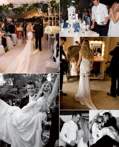 Another romantic celebrity affair was between singer Fergie and actor Josh Duhamel in their wedding in 2009. Just like Gwen, Fergie opted for a head chain instead of the usual veil and their wedding cake was in the shape of a big castle! Not to mention their very steamy photoshoot for the event too. Prev Nex