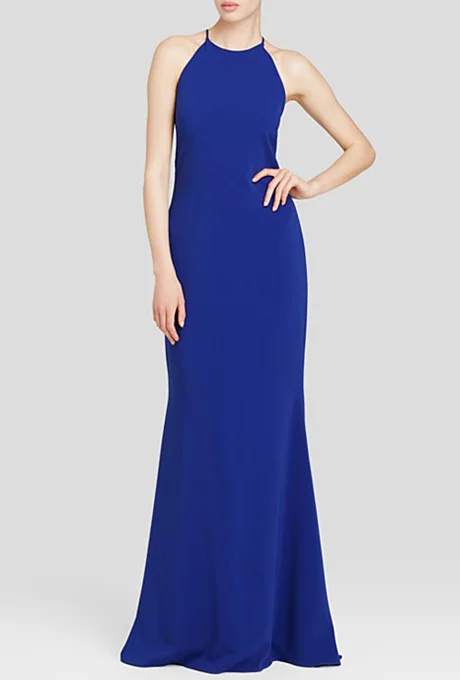 Sleeveless high-neck racer-back gown, $660, Badgley Mischka available at Bloomingdale's Photo: Courtesy of Bloomingdale's