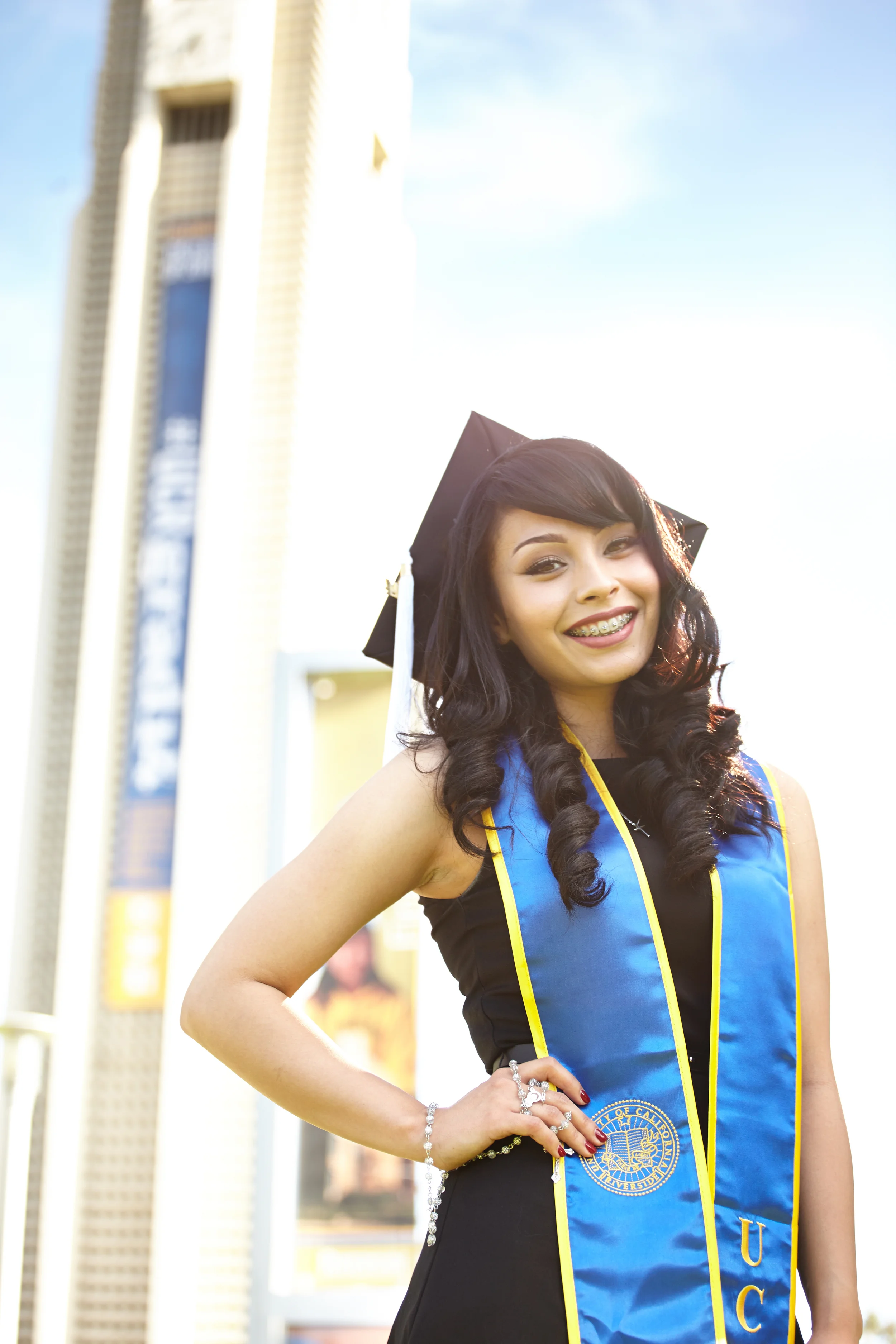 The UCR Clocktower provides a nice backdrop for Blanca's Senior Portraits