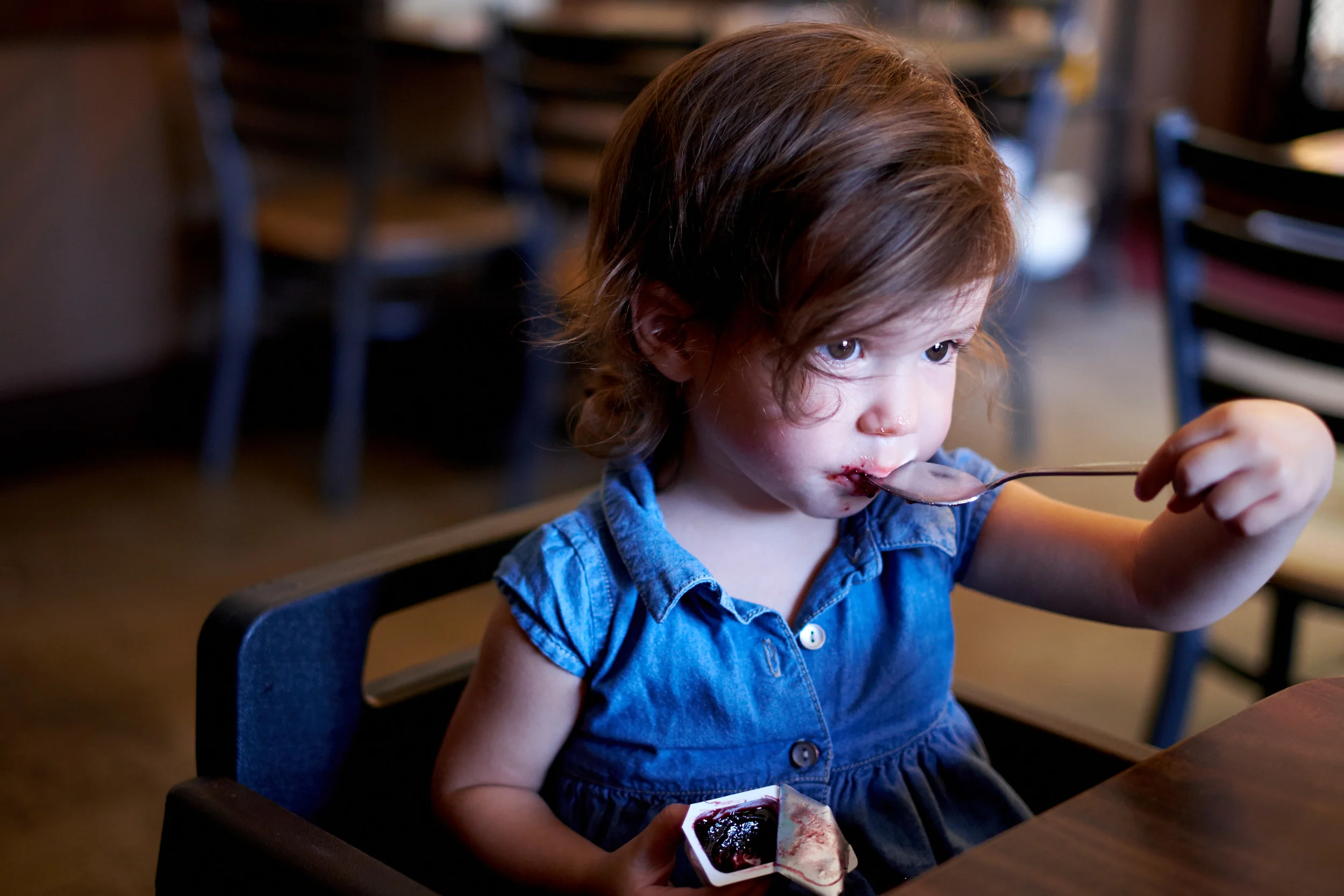 Since Dad always has a camera, Hannah just goes on about her business. 