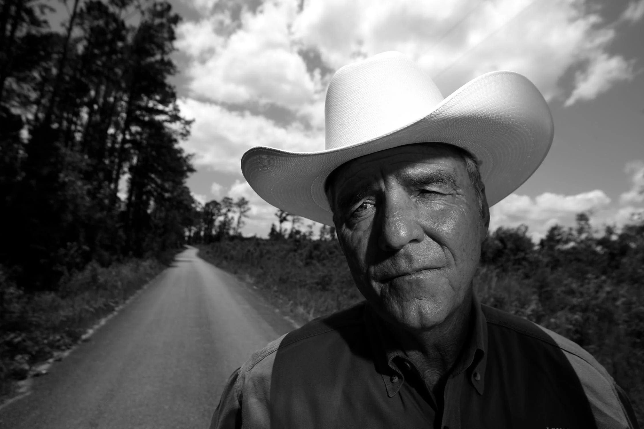  Former Jasper County Sheriff Billy Rowles, stands on Huff Creek Road Tuesday, June 3, 2008, just outside of Jasper, where James Byrd Jr., 49, was tied up by a logging chain and dragged almost three miles behind a pick-up truck. 