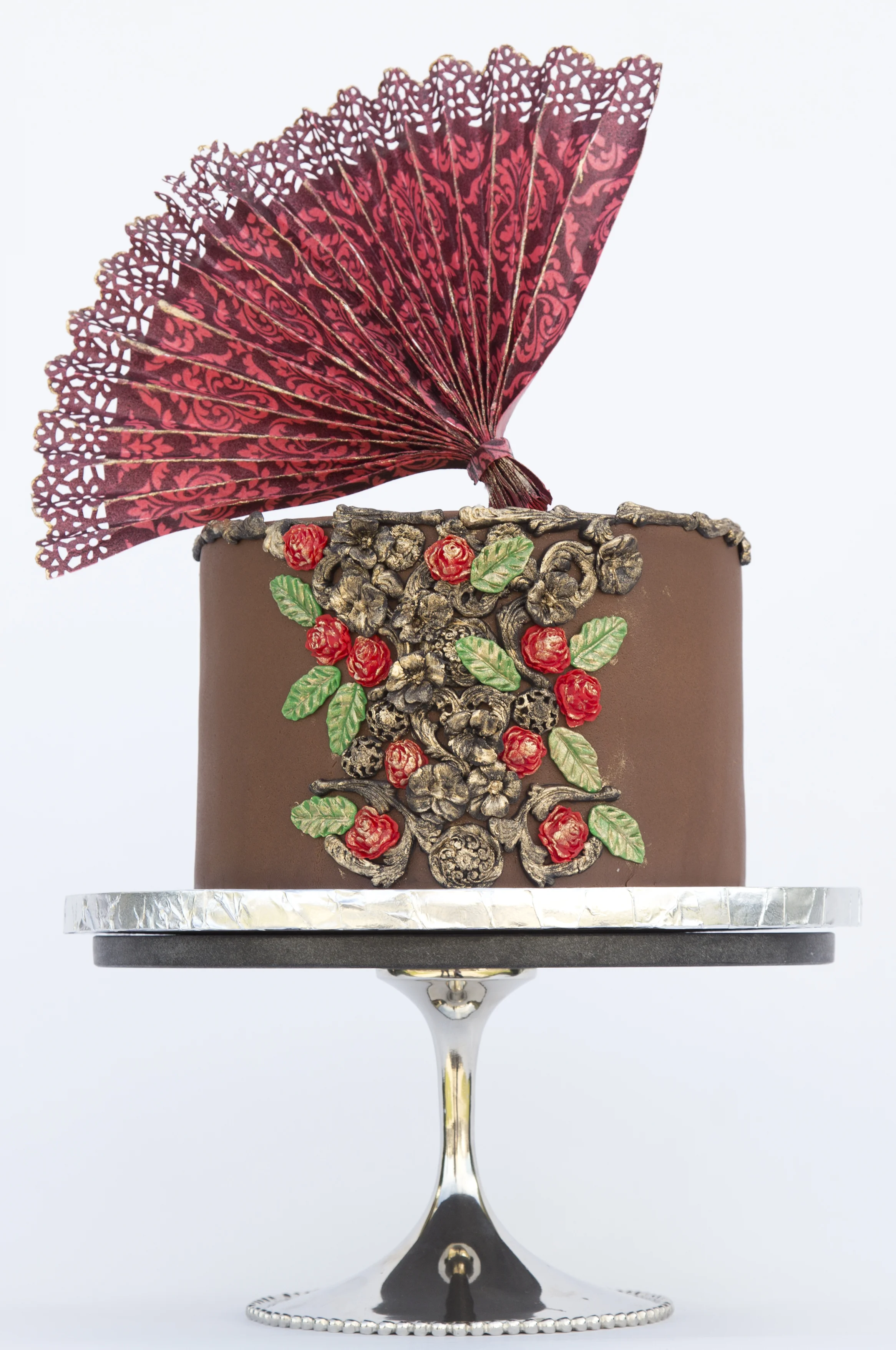 Spanish Inspired Cake with Rice Paper Fan