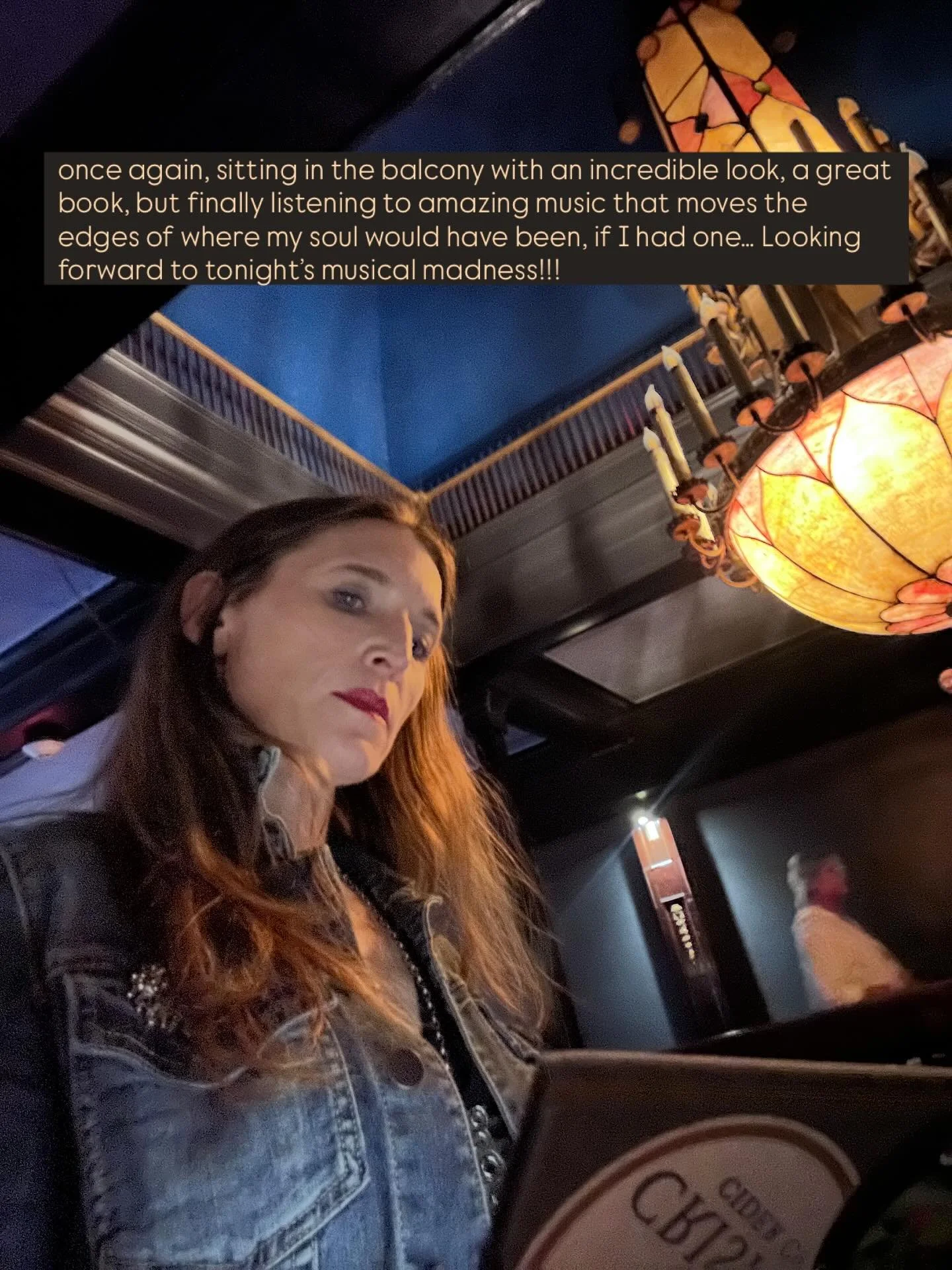 Incredible look. thought provoking book. comfortable balcony. and, finally, an incredible show to read to&hellip;I look forward to singing along with my fellow music theatre lovers&hellip;.#broadwayrave