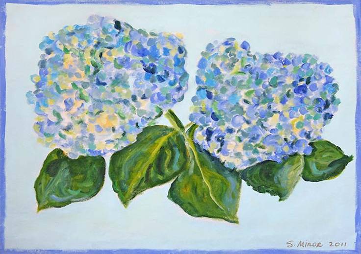 Hydrangea on Light Blue Placemat