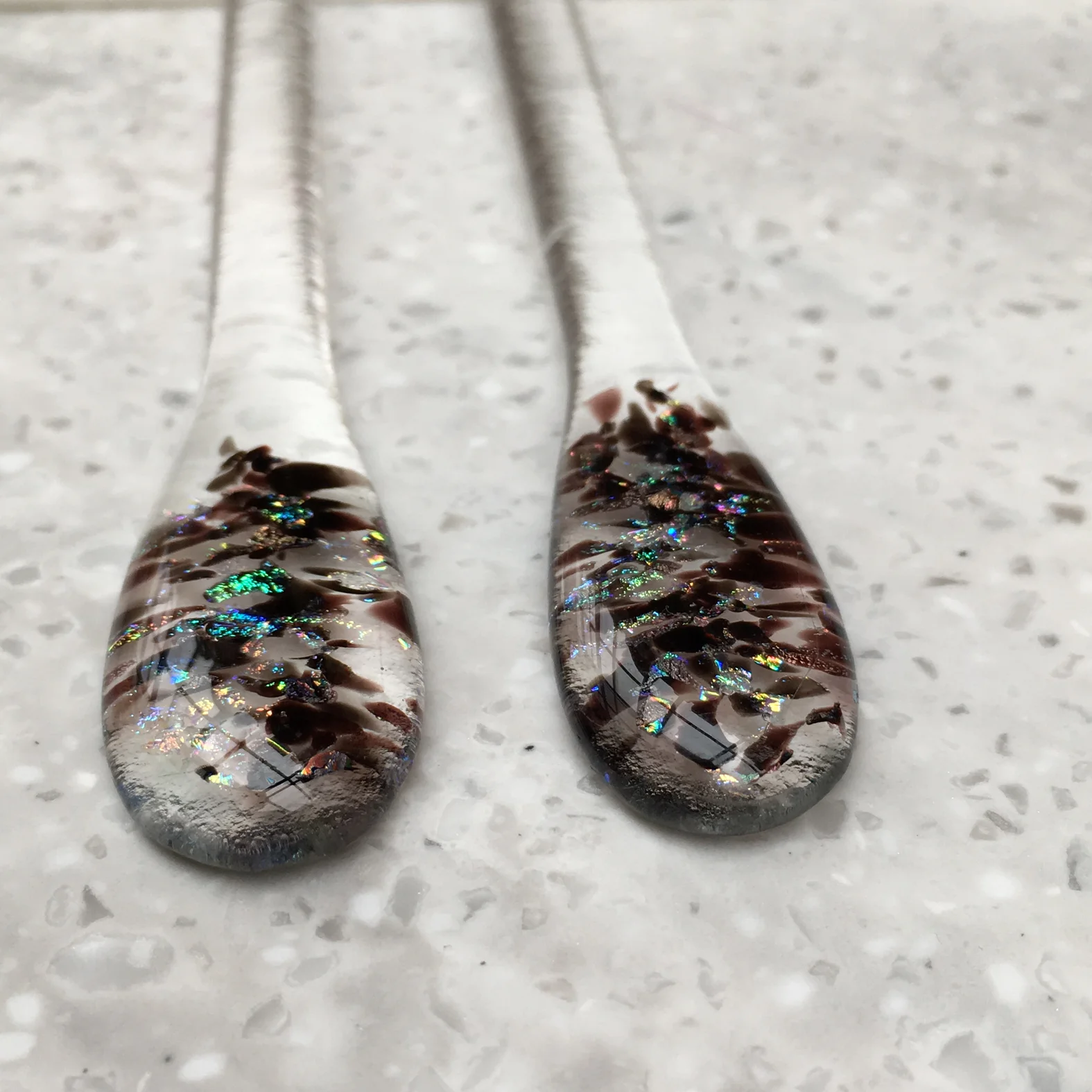 Personalisable Handmade Fused Glass Drink Stirrer, Cocktail Stirrer, Swizzle stick; Dichroic Monochrome