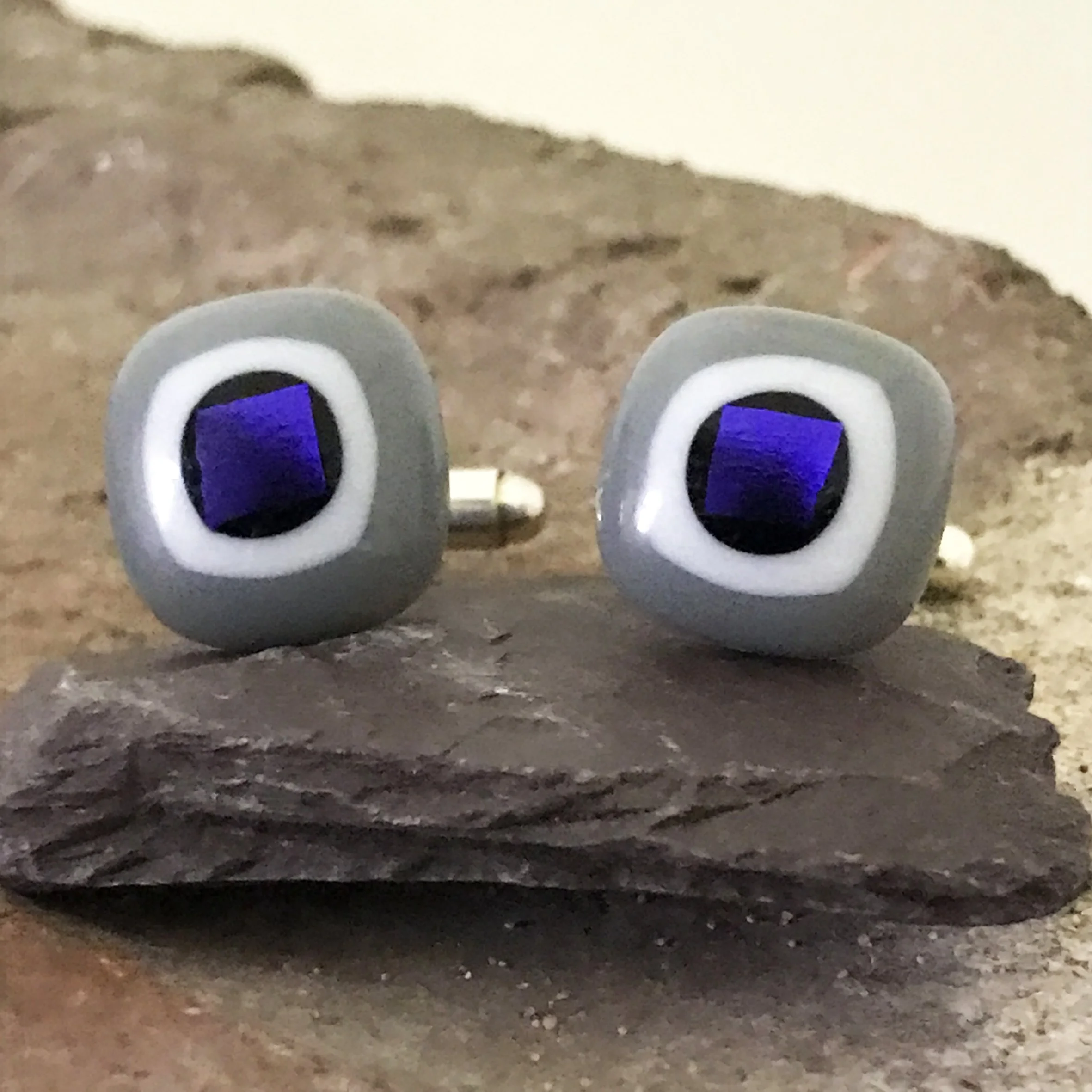 Dichro Square Fused Glass Cufflinks, Father's Day Gift, Women's Cufflinks