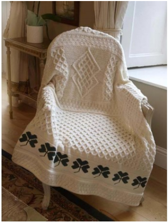 Aran traditional shamrock blanket.PNG