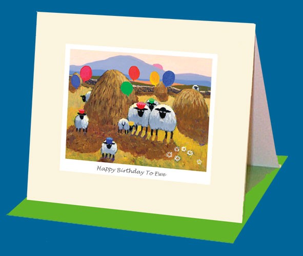 Greeting Birthday Card LOVE EWE TO THE MOON AND BACK Sheep Blank Inside 