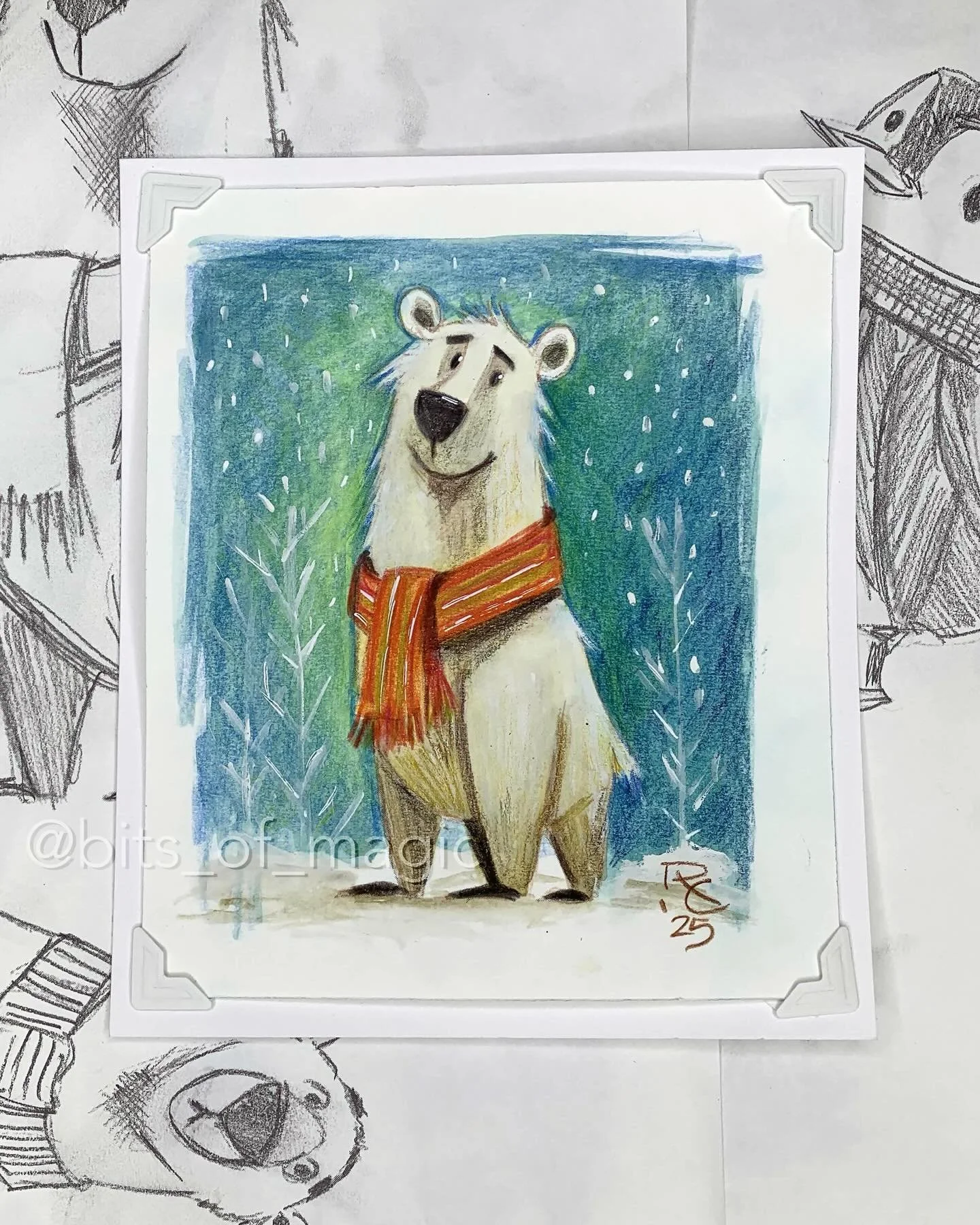 Inspired by a case of the dreaded ick 🤢 and an insane slow moving snow storm over the region, here&rsquo;s a little polar bear who is much more at home in the cold and snow than I am. 
For your frosty viewing pleasure, here&rsquo;s Berg the polar be