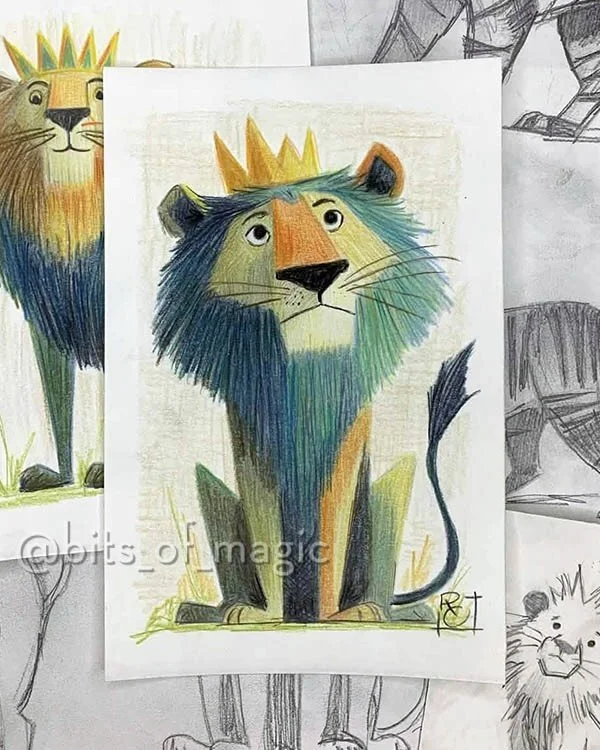 Happy Monday everyone!  Here&rsquo;s some lion drawings I put together over the weekend.  I know I&rsquo;m using colors I have no right to use,  but I have all these colored pencils and I tend to grab the same ones over and over&hellip;.so I just pic