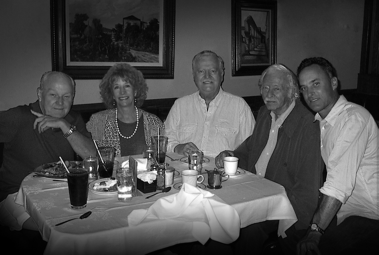 Burny Mattinson, Roland Wilson and his wife, and Joe and me at what was our favorite place to eat lunch every day the now gone, Genio's on Olive Ave., Burbank. Joe and I or Joe, Burny and I would go to lunch there pretty much every day. Joe was loved by all the waitresses because he remembered every detail of all their lives and would ask them how this was going or how that was going, never ever forgetting what their daily lives were all about. After he passed away, they all were so moved and saddened by Joe's demise. Joe, Burny and I had eaten there in fact the day before he died. 