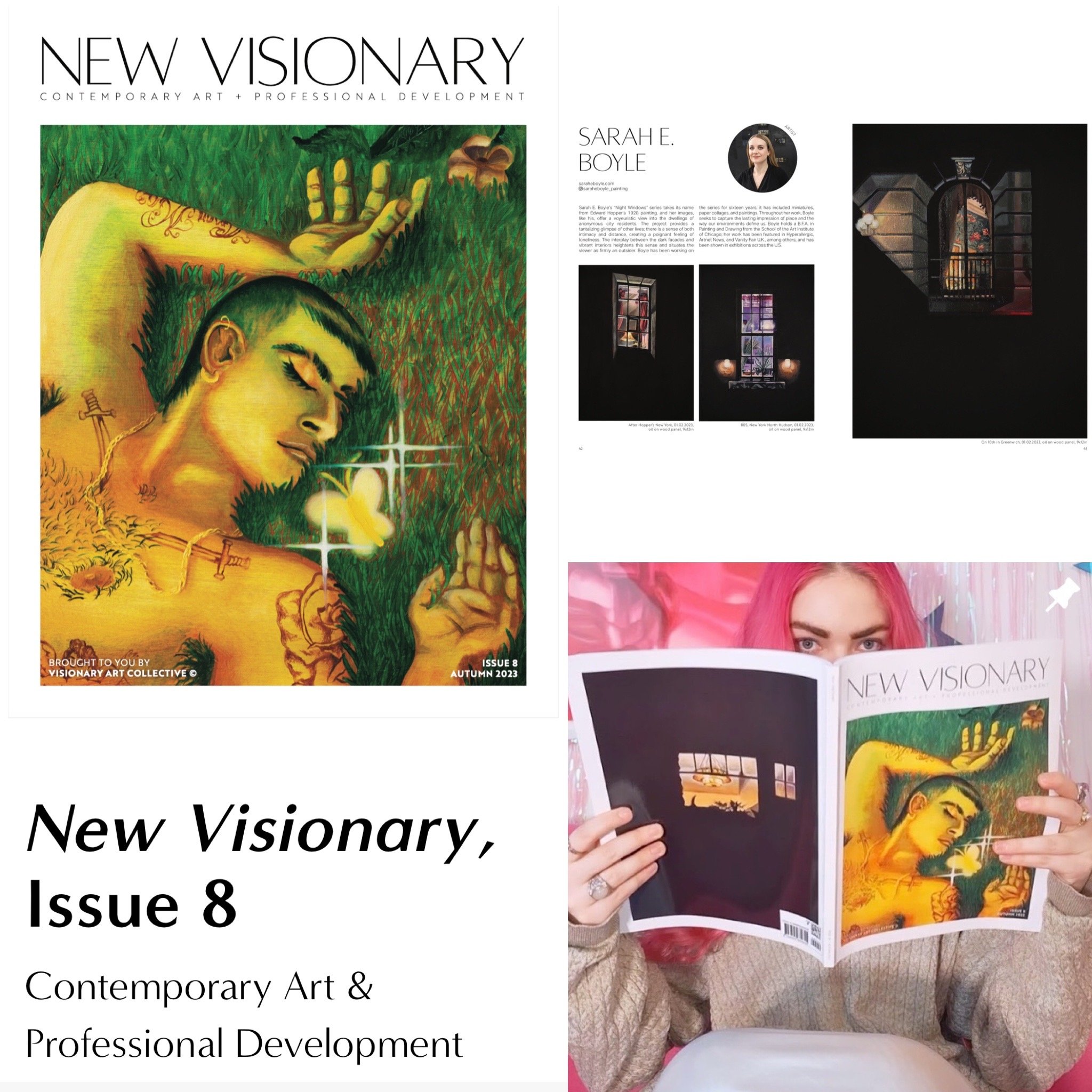 Back Cover Artist, Artist Feature and Directory Artist, New Visionary Magazine, Issue 8, Autumn 2023, p.42-43, 130