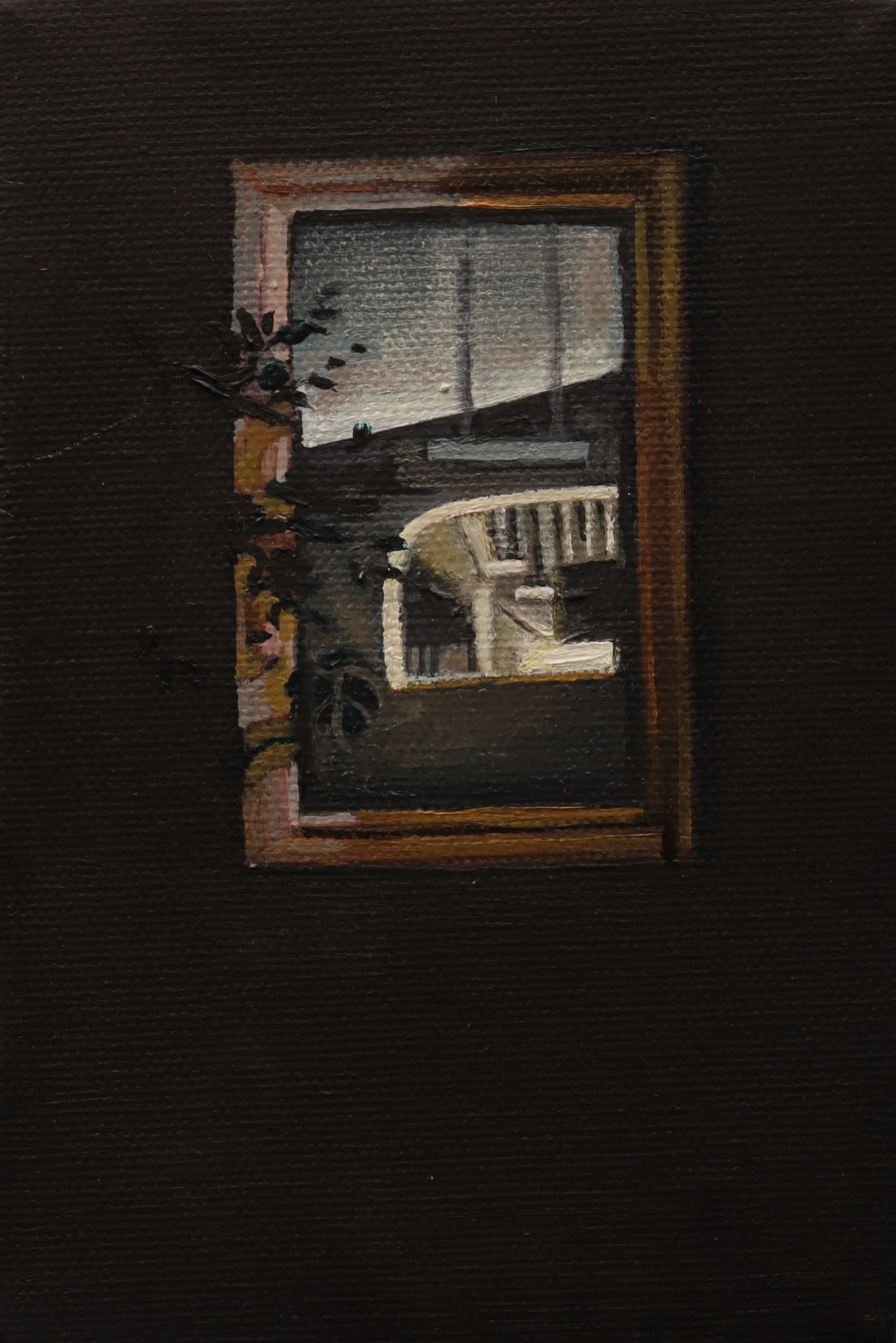 Lincoln Park, 10.06.2019, 8:10 PM, 2022, oil on canvas, 4 x 6 inches