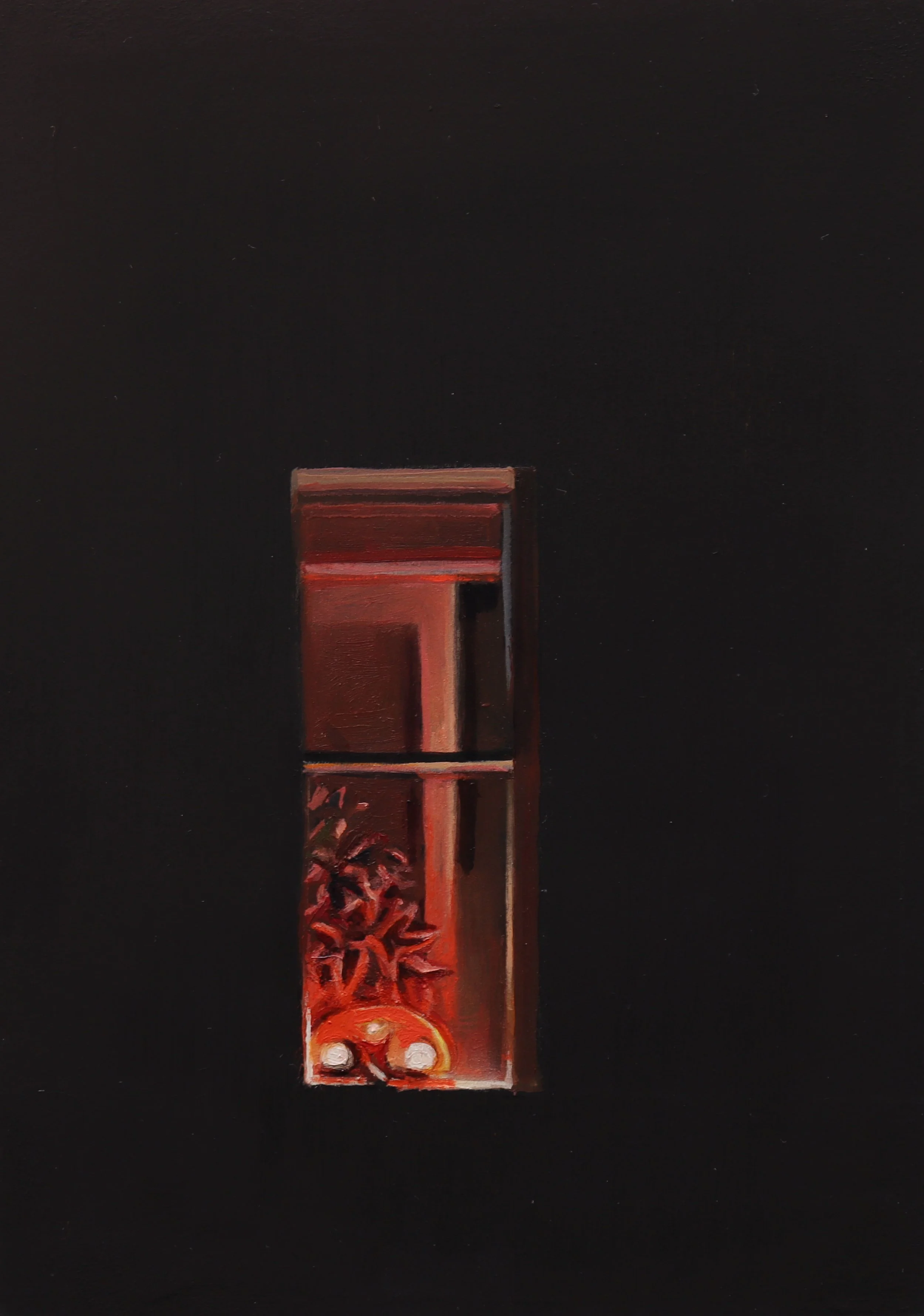 09.08.2024, Red Tipped Leaves, 2025, oil on wood panel, 5 x 7 inches
