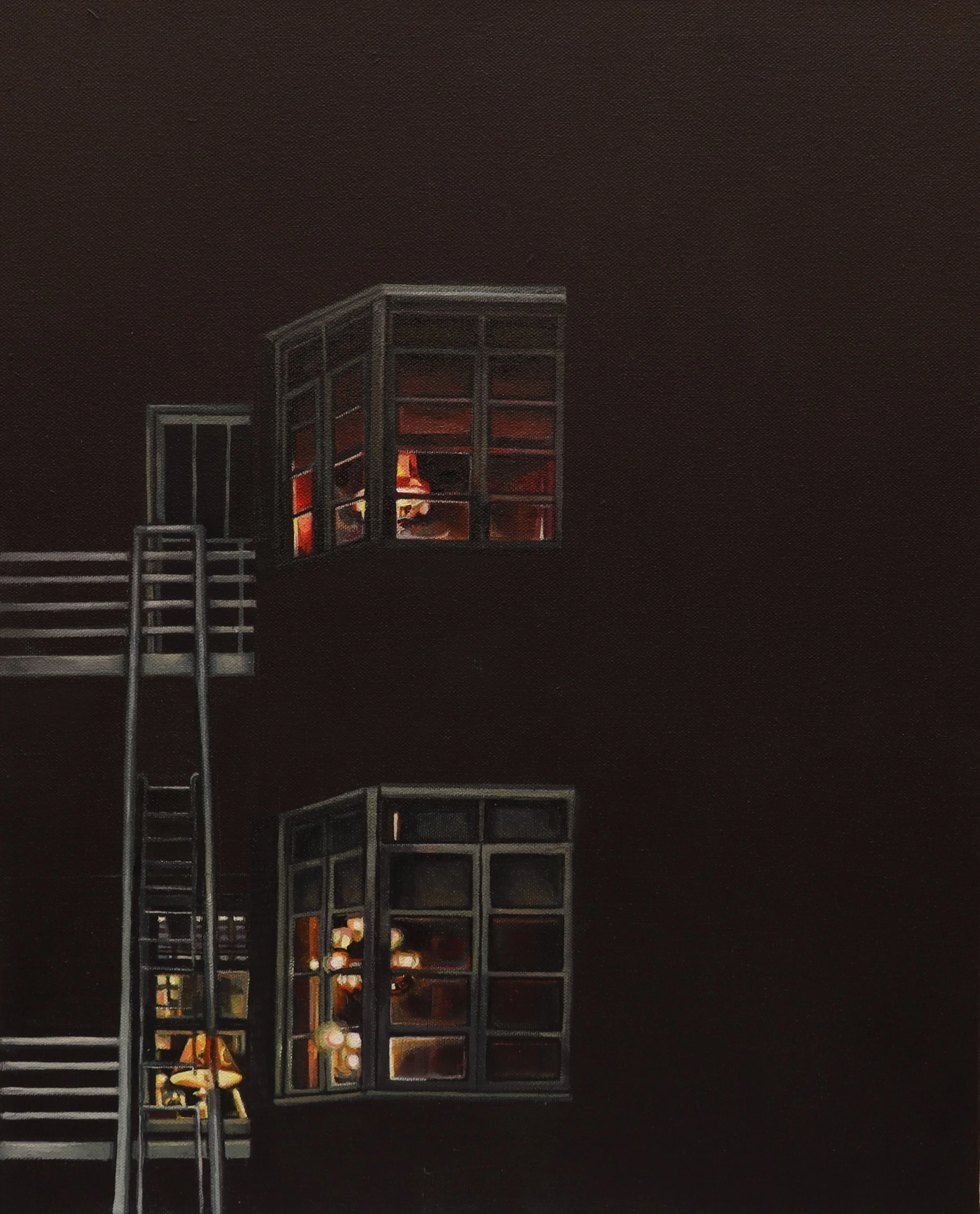 24-10, 01.02.2023 6-13 PM, Fire Escape, Bleecker Playground, 2024, oil on canvas, 20 x 16 inches_ Print Image 03.2025 IMG_0362.JPG.jpeg