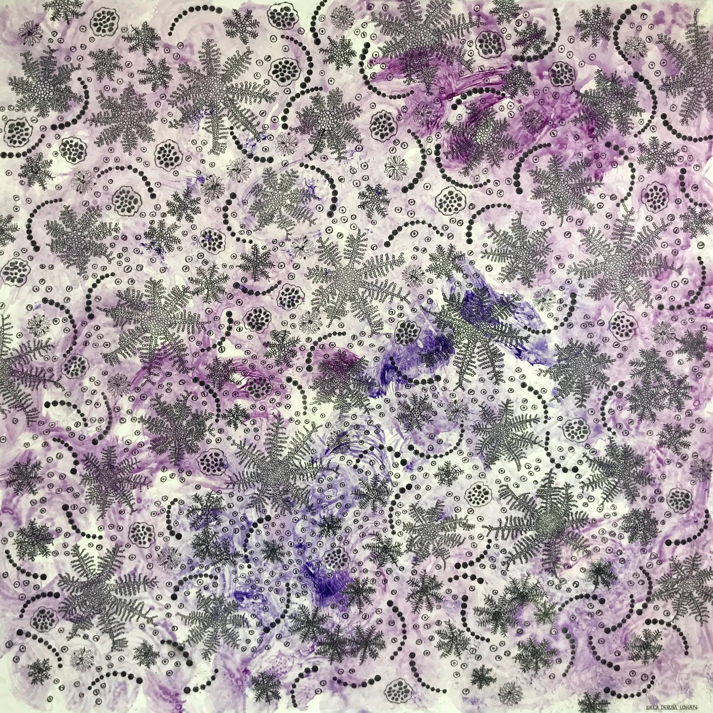 Masquerading as Snow, acrylic and graphite on panel, 24x24