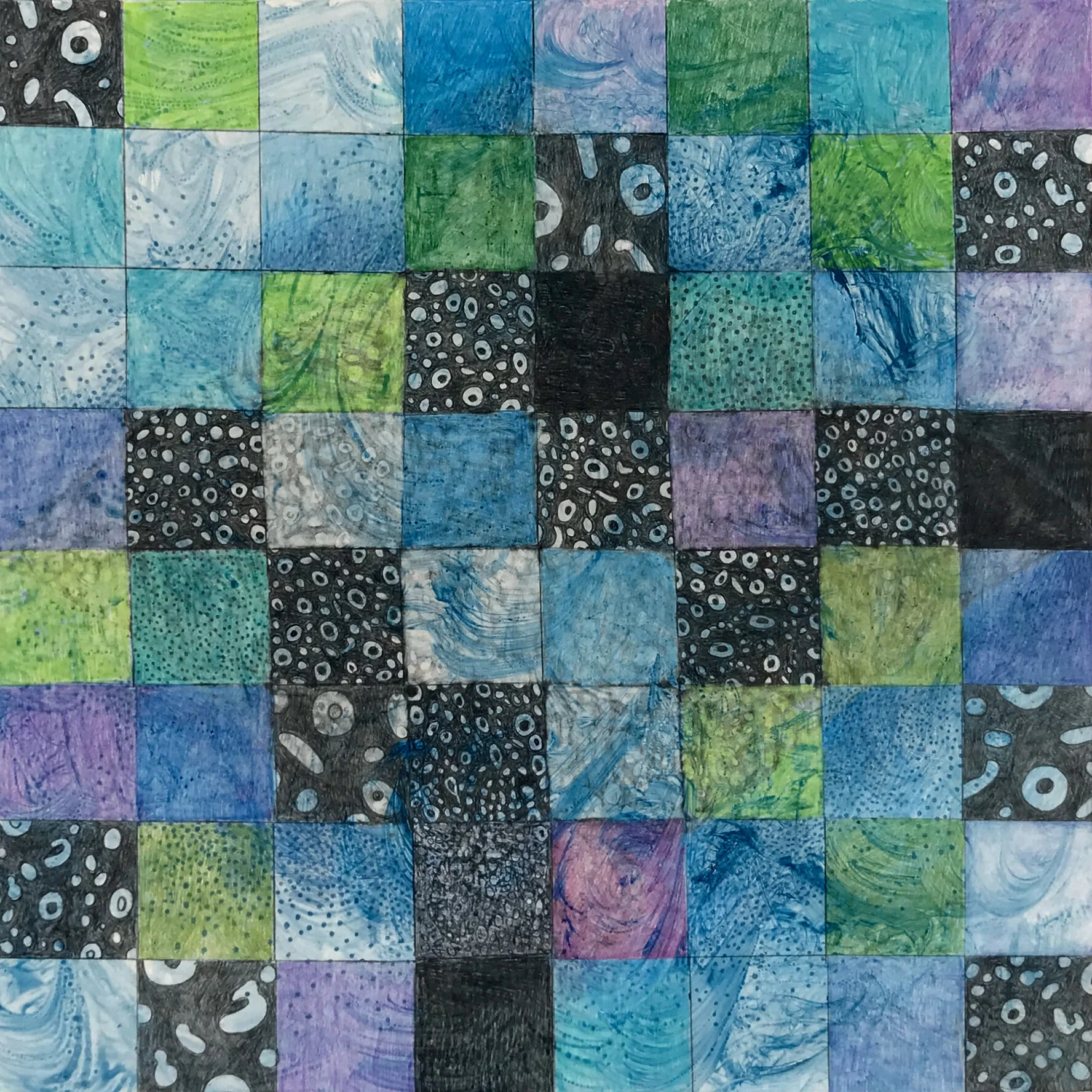 Stingray Patterns, acrylic and graphite on panel, 24x24