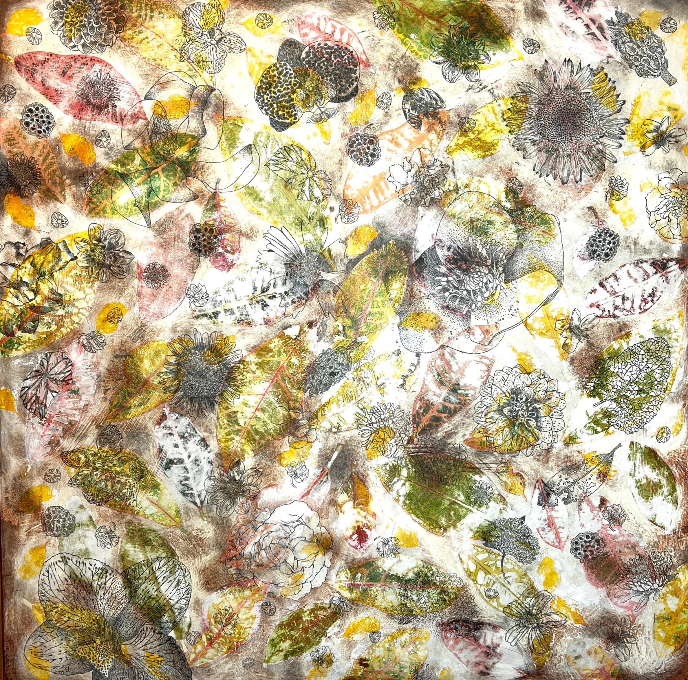 Croton, acrylic and graphite on panel, 36x36