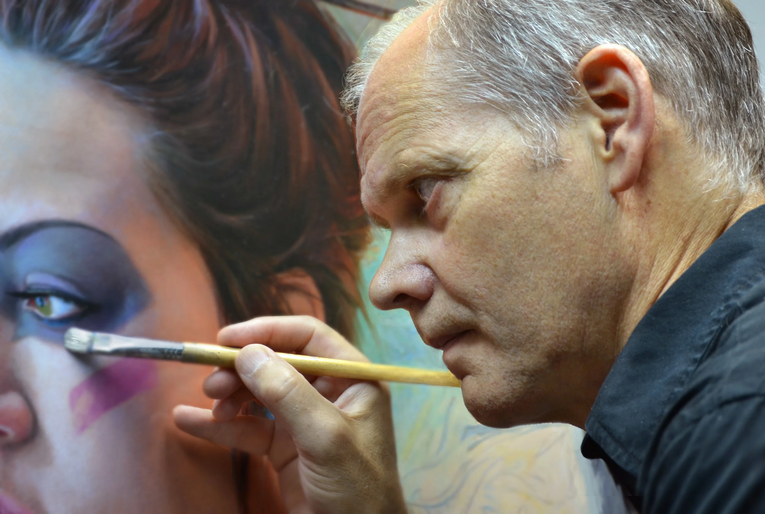 John Walker has been working as a professional artist for over thirty years. After graduating from The American Academy of Art he began a career in illustration, creating a wide array of artwork for clients nationwide, including McDonalds, Random House and National Geographic . Acrylics became his media of choice during this time and he has become fluent in their application. His focus has now shifted to painting and exhibiting personal works which have been awarded honors in numerous exhibitions. He was named a finalist in Artist Magazine's annual competition in 2012 for his painting “Rose.” In 2013, “The Fisherman's Wife,” was named Best of Show in the Richeson 75 International Portrait and Figure competition. His painting, “Ginni Moon Prepares for Takeoff,” was recognized with the National Society of Painters in Casein and Acrylic Award, at the NSPC&A’s 59th annual exhibition in NY in 2013, and he was a juried participant in 2014 with the painting, “So Alice Went Through the Looking-Glass Again.” “VooDoo Steps Out,” was selected for inclusion in North Light Books compendium, AcrylicWorks: The Best of Acrylic Painting, and “Winter Contemplation,” was juried into the second edition, AcrylicWorks 2: Radical Breakthroughs.