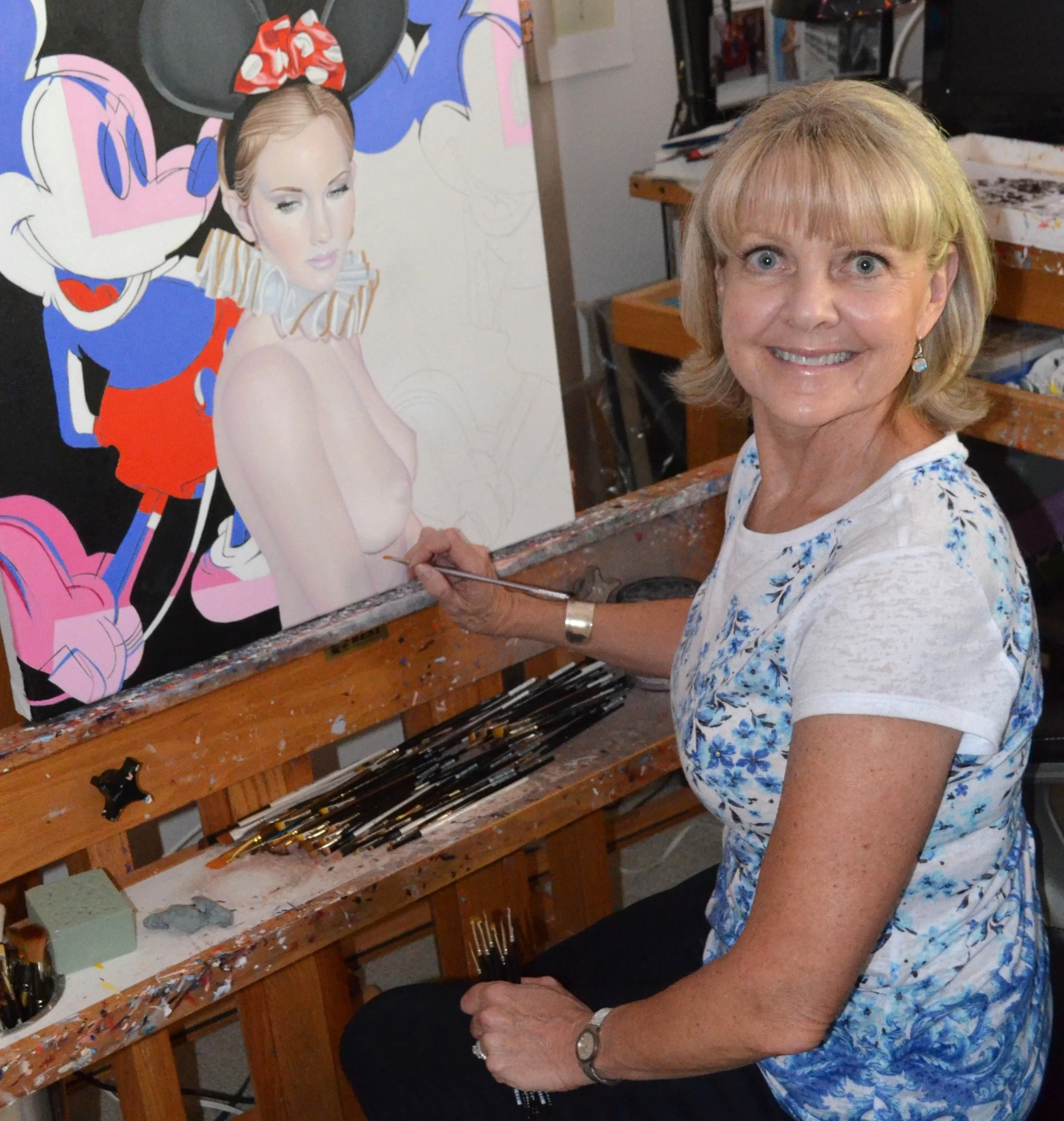 Suzy Smith is a Wyoming native, who currently resides in Albuquerque, NM, after living in the San Francisco Bay area for many years. She started her career learning to draw and paint in watercolor, at the local community college in her hometown of Casper WY. Smith was recently invited to return to WY, where she had a one woman retrospective show"Suzy Smith: Pop Realism", at the Nicolaysen Art Museum, where her work now resides in their permanent collection. Smith has exhibited her work around the country, and her paintings are included in many private and public collections which include: the Howard Tullman Collection, the Dryer's Grand Ice Cream Corporate Art Collection, and the Kaiser Foundation Art Collection. Smith paints in oil and watercolor, painting figurative work as well as still life. She is a signature member of the National Watercolor Society, and is represented by Scott Richards Contemporary Art in San Francisco, CA. www.suzysmithart.com