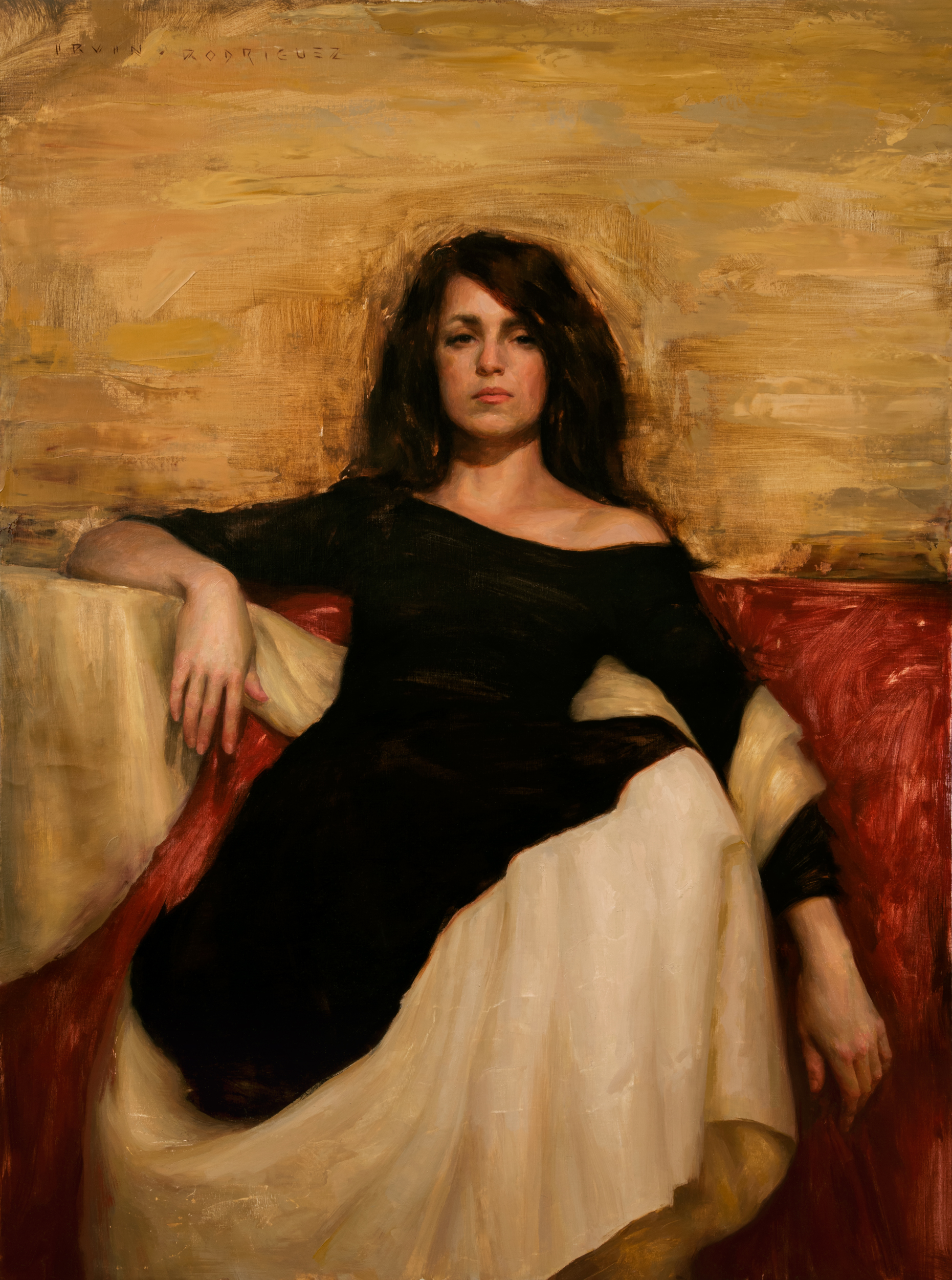 Irvin Rodriguez | Woman in Black | Oil on Linen | 40 x 30 inches or 101 ½ x 76 cm