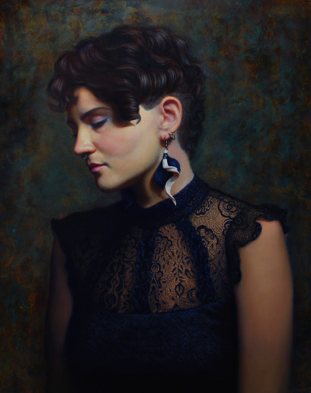 Brianna Lee | Portrait of Liz | Oil and Iron Pigment on Panel | 16x20 | briannaleefineart.com