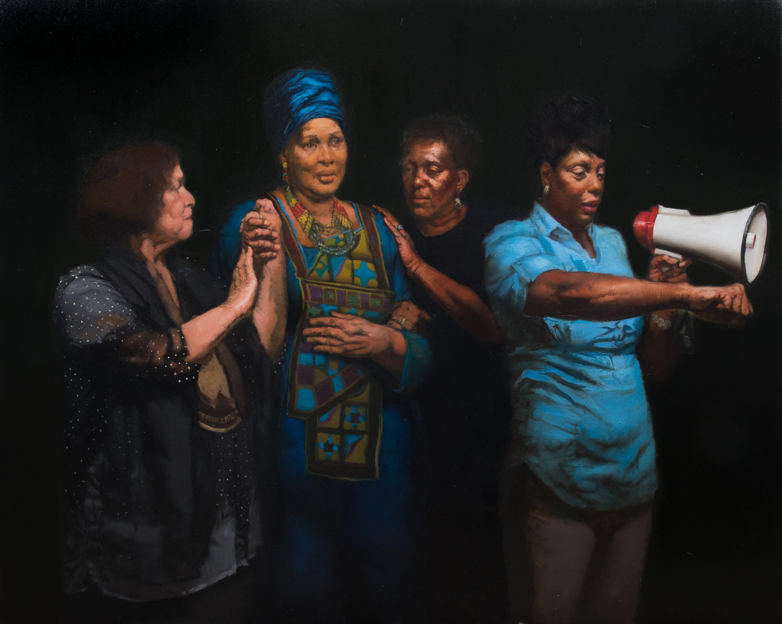Sylvia Maier | 4 Mothers - We Shall Not Be Moved | oil on Linen | 75x60 |2016