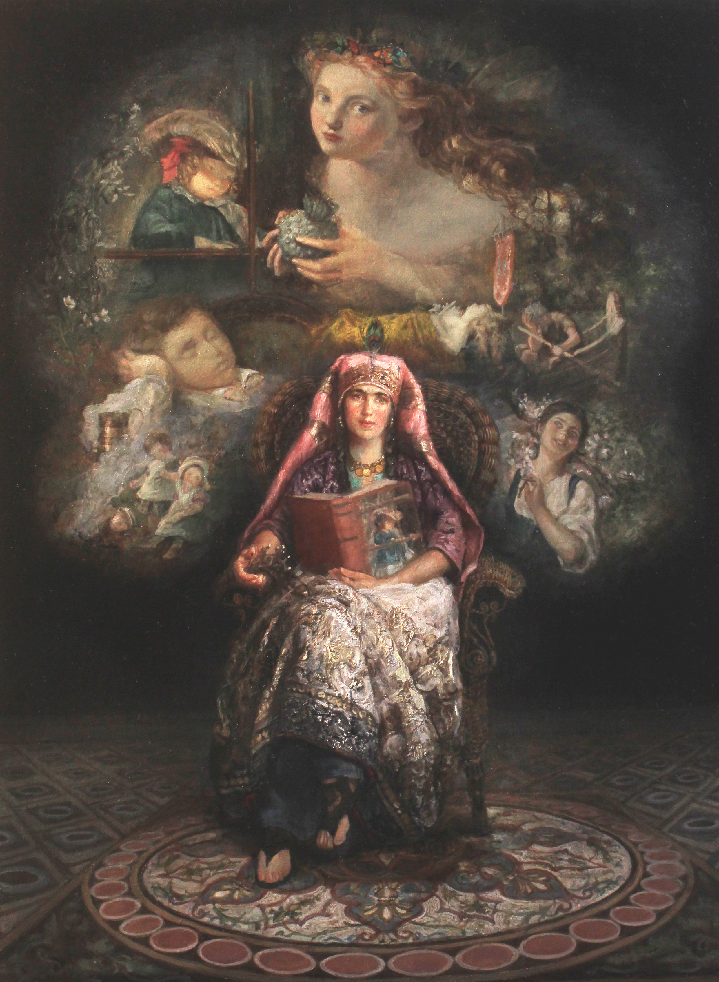 Gabriela G Dellosso | The Storyteller" Homage to Sophie Gengembre Anderson | oil on board | 16x12