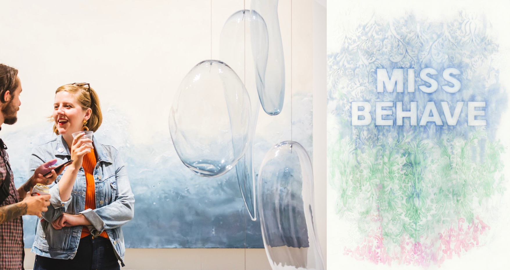 Left: Glass Sculpture by Ann Gardner Right: Colored Pencil on Paper by Amanda Manitach