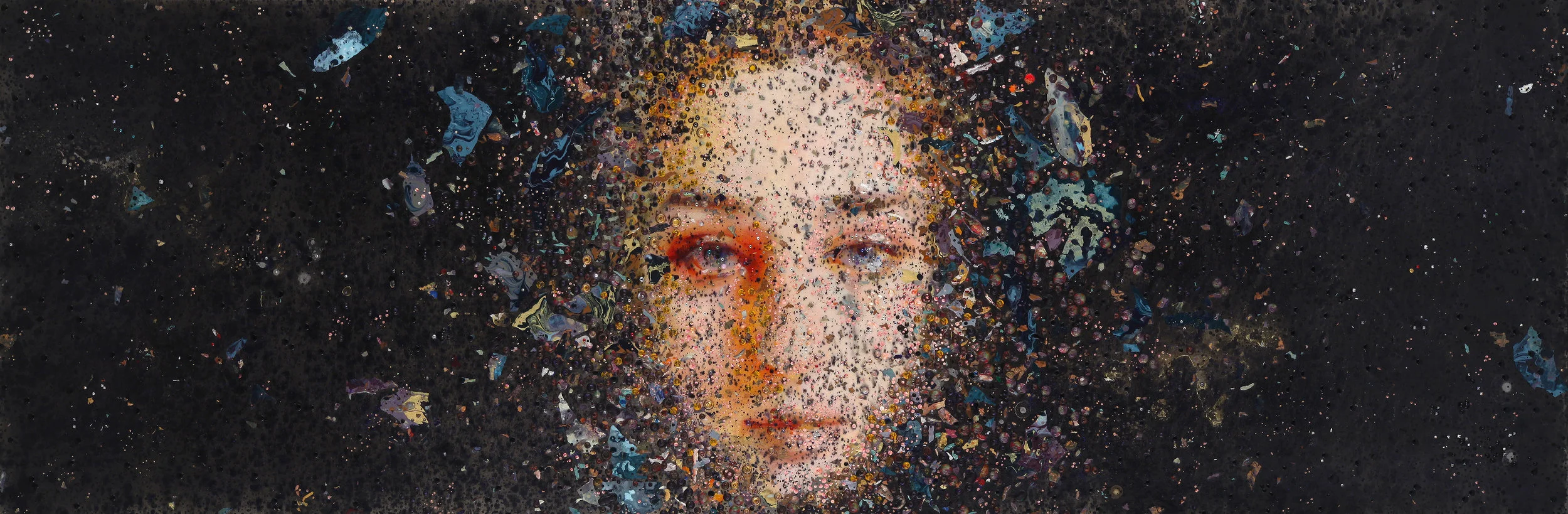Debris | acrylic and crystals on canvas | 24”×72” | 2017