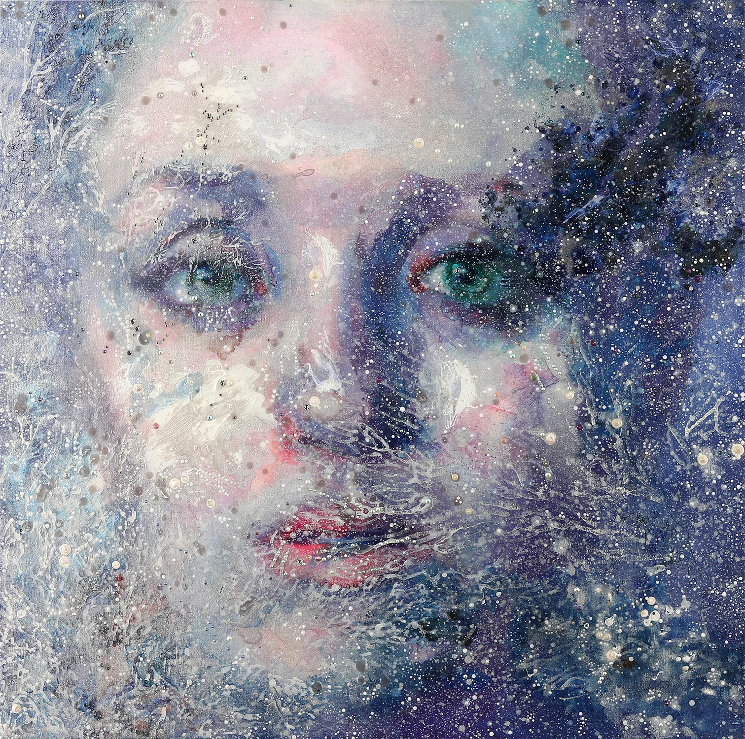 Bleached | acrylic and crystals on canvas | 36”×36” | 2017