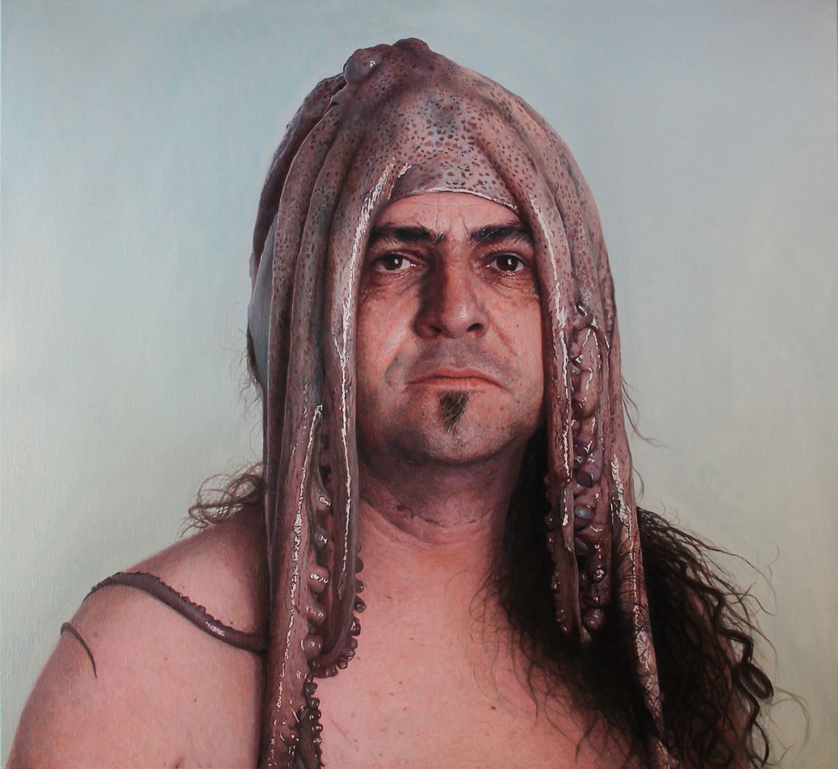 Michel with octopus | oil on canvas | 43.3”×47.2”×1.8”