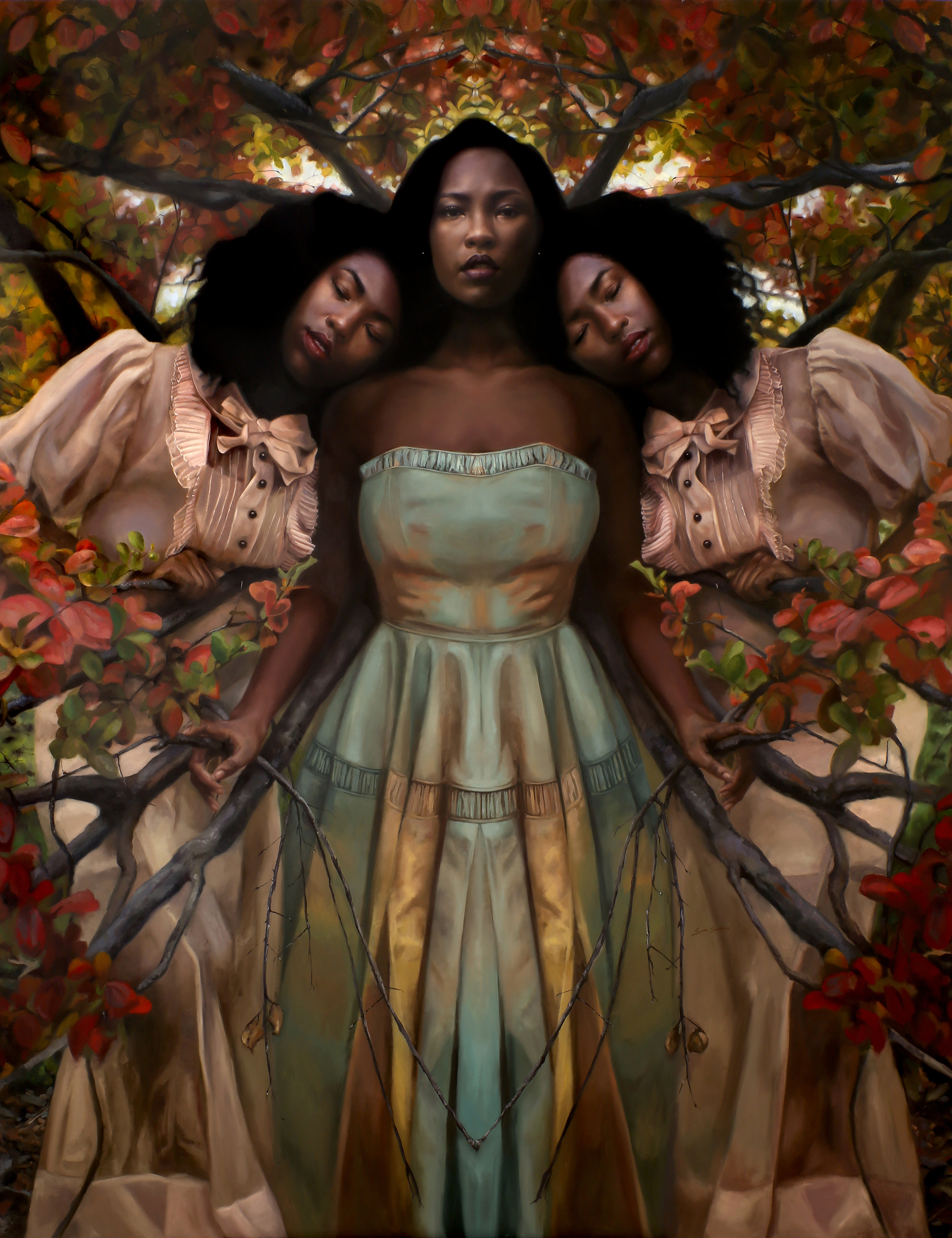 She Felt At Peace in Her Canopy of Dreams | oil on panel | 60" × 48" | 2018