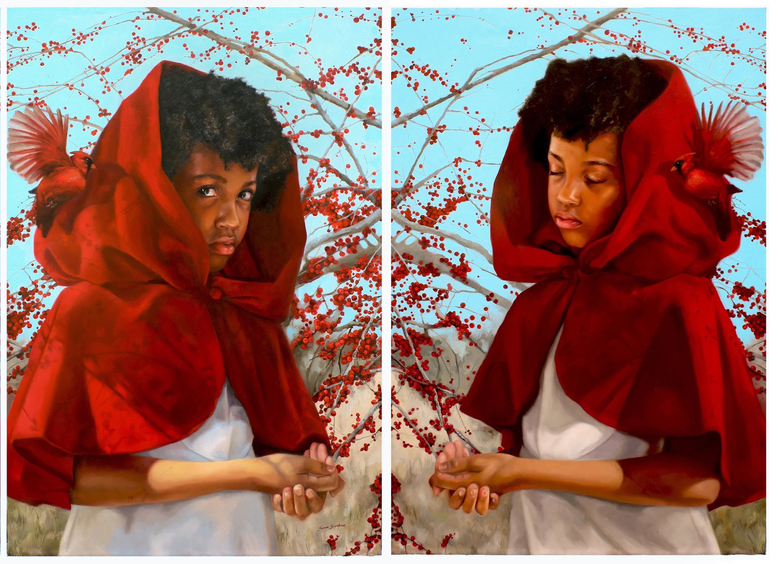 Red Bird | oil on aluminum | 23.5" × 32" (diptych) | 2019