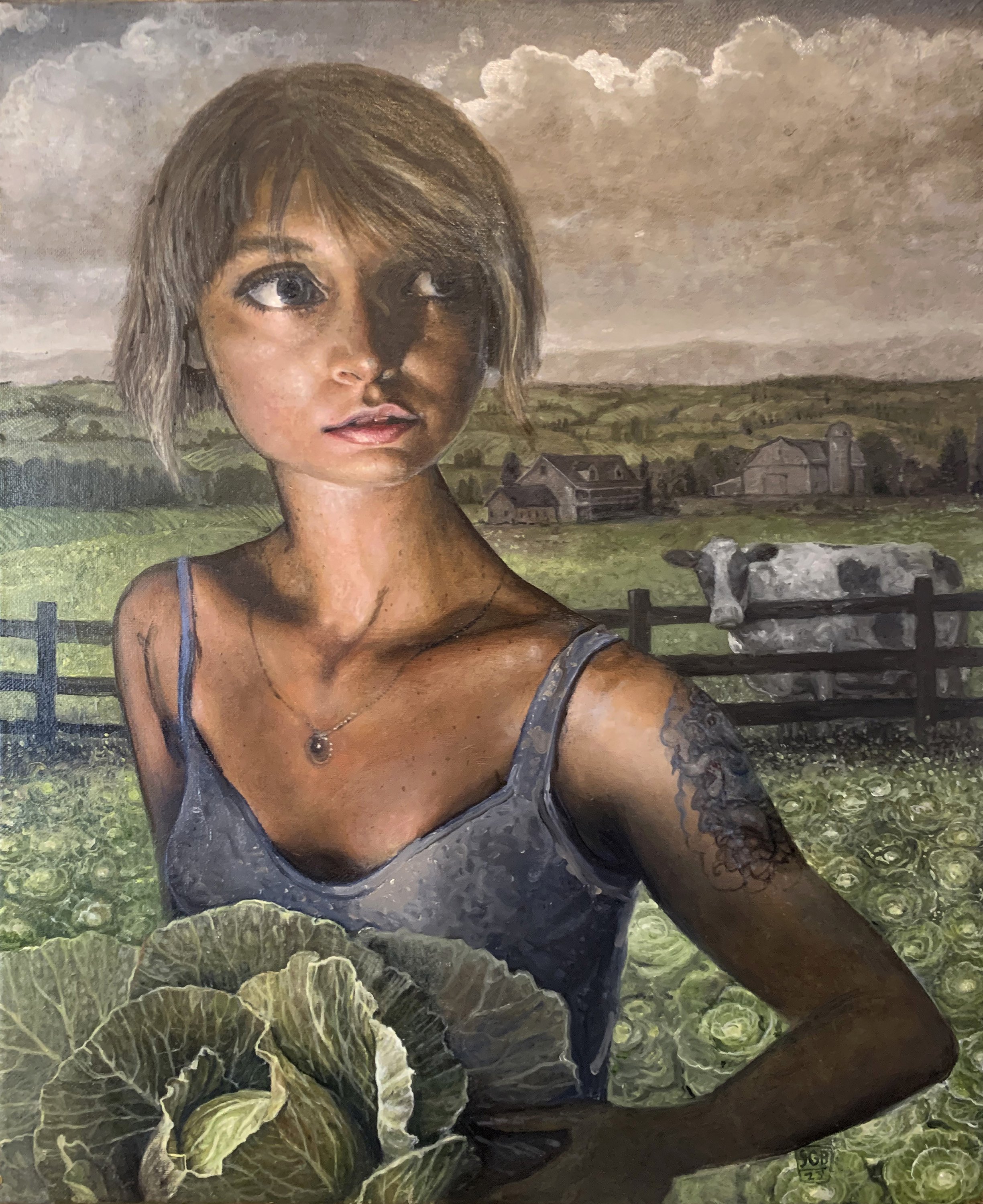  Girl with a Cabbage  24 x 18 inches  Oil on canvas 
