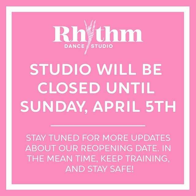 CLOSURE UPDATE!! In accordance with government and Health Canada recommendations, we will be staying closed until April 5th. While we are eager to get back into the studio, we are doing what is best for the health of our dancers and their families. S