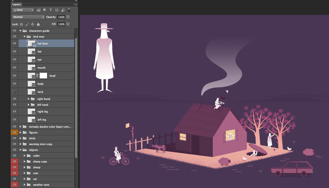 Separate layers for the animated character.