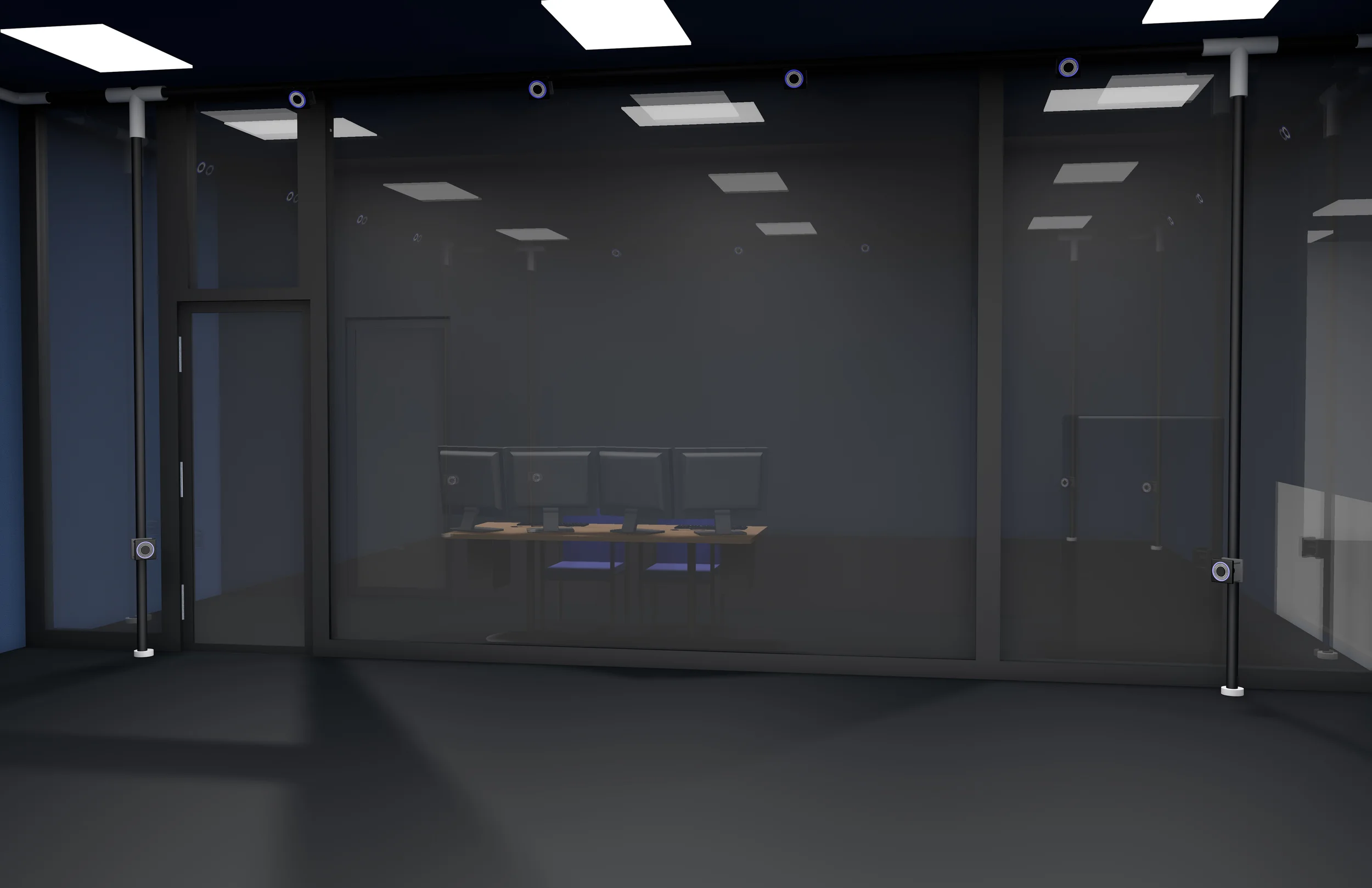 Stage looking into control room.