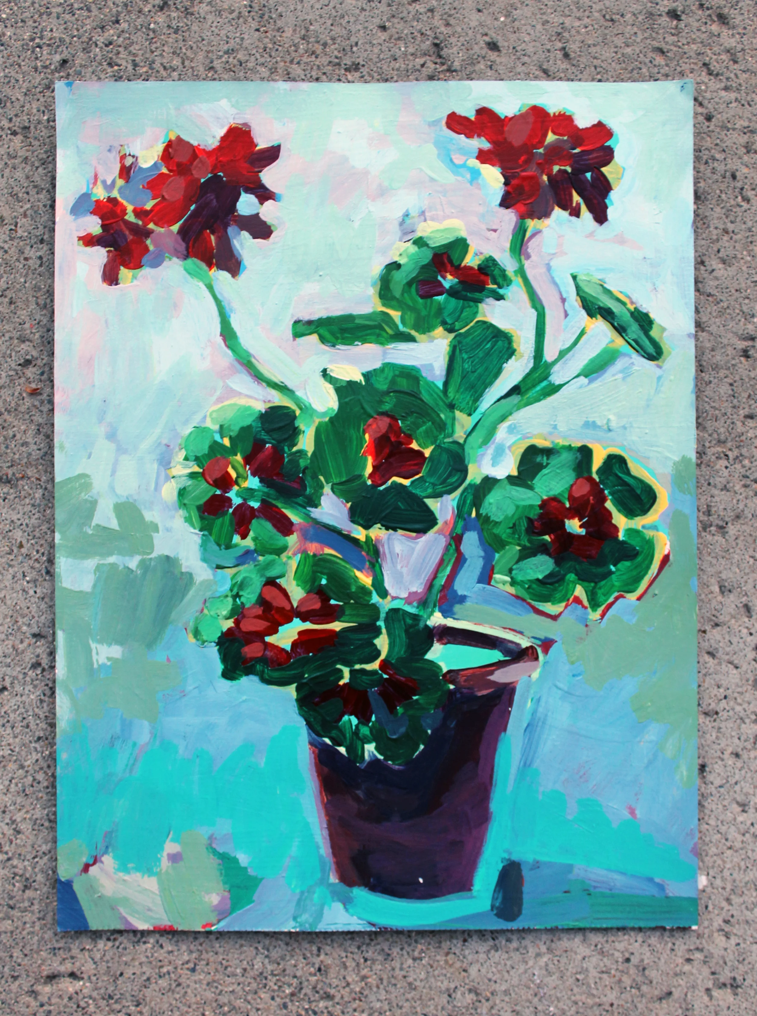 Geranium on Teal